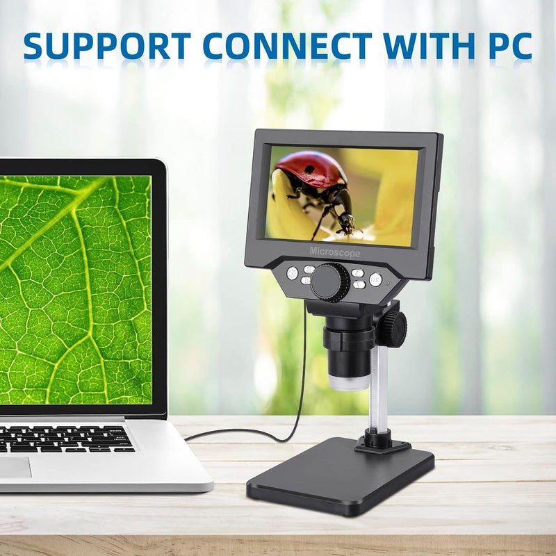 Koolertron 5.5 inch LCD Digital Microscope, 8MP 1-1000X Magnification, 8 LED Lights, Rechargeable Battery, Video Recording for Circuit Board Repair, PCB Inspection, Coin, and More - Image 5